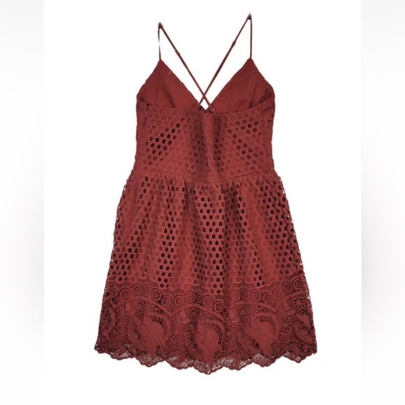 Abercrombie & Fitch Woman Cross Back Red Mini Dress Empire Waist Size Small - Picture 2 of 7